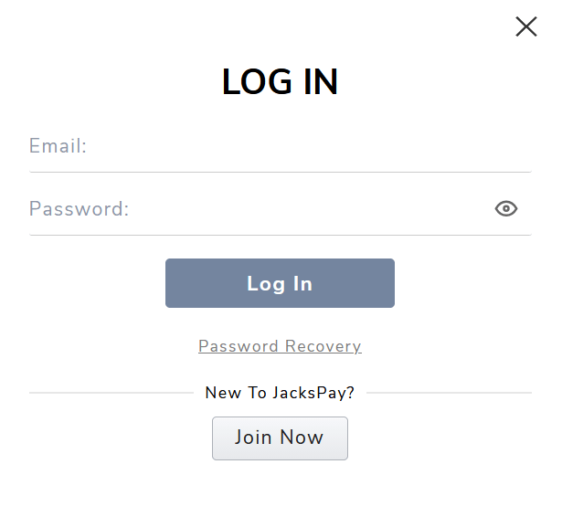 JacksPay Casino Login page